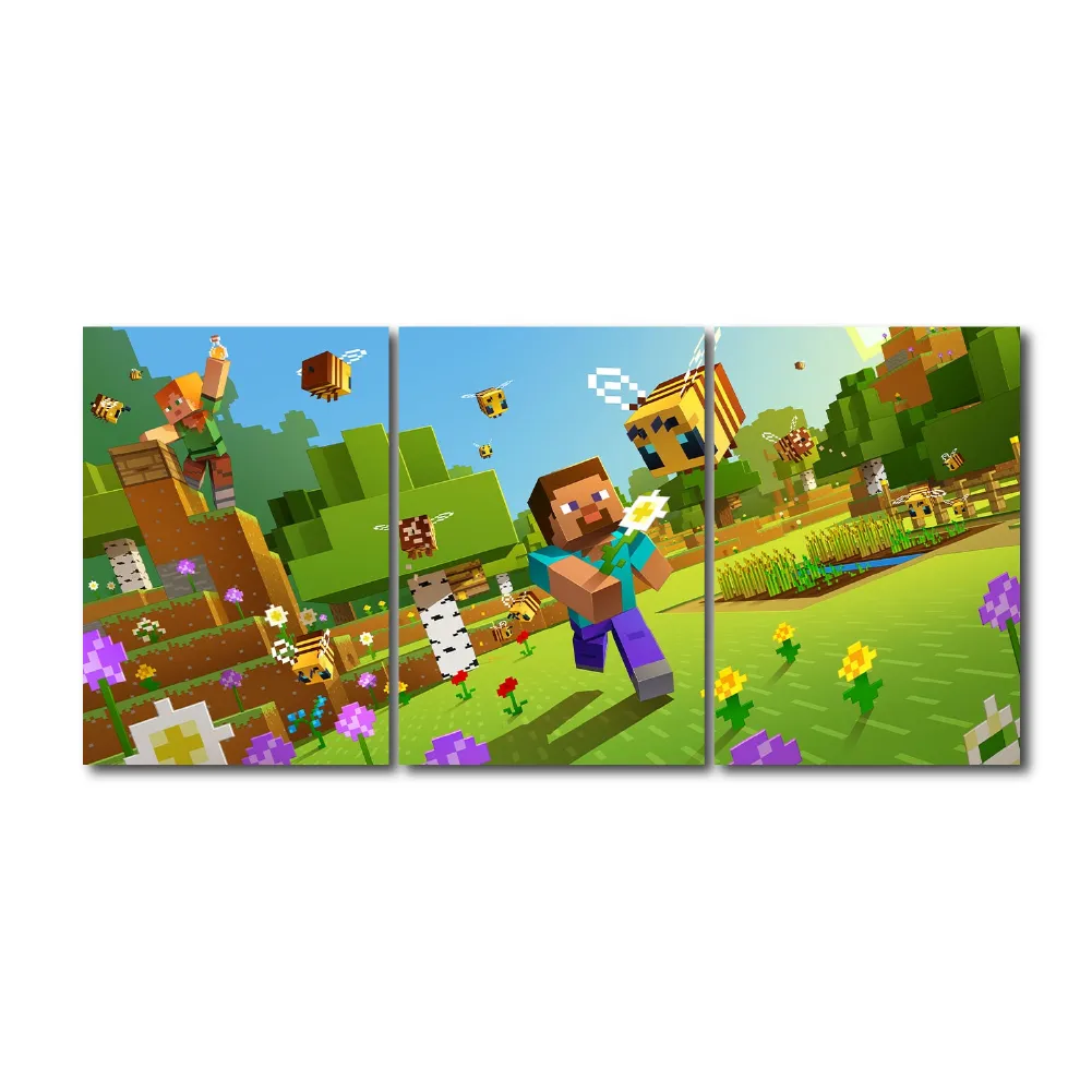 Cuadro Triptico Decorativo Minecraft Dideco DIDCUTRIP-V16