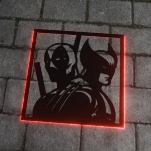 Cuadro Decorativo  con Luz Led Dead Pool-Wolverine V277