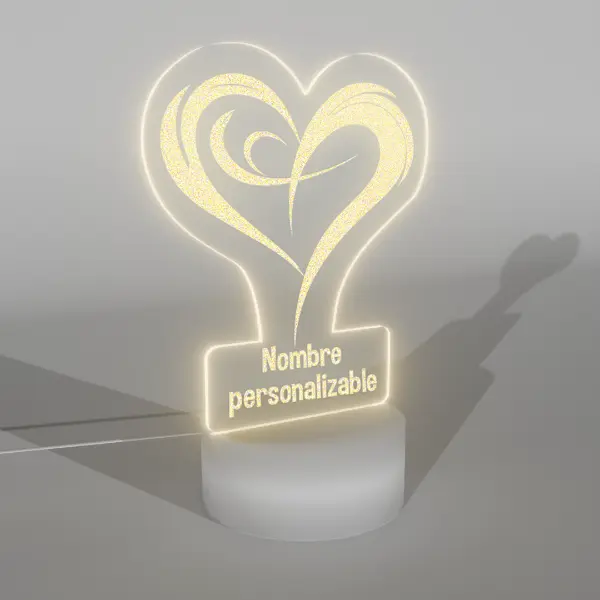 Lampara Base Led Personalizable con Corazon V300