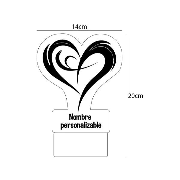 Lampara Base Led Personalizable con Corazon V300 - Image 2