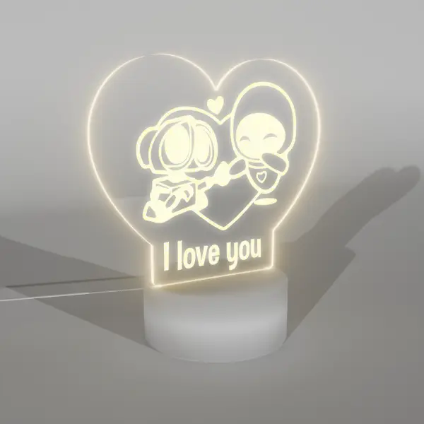 Lampara Base Led de Corazon Wall-e y Eva V301