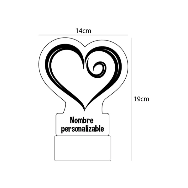 Lampara Base Led De Corazon Personalizable V302 - Image 2