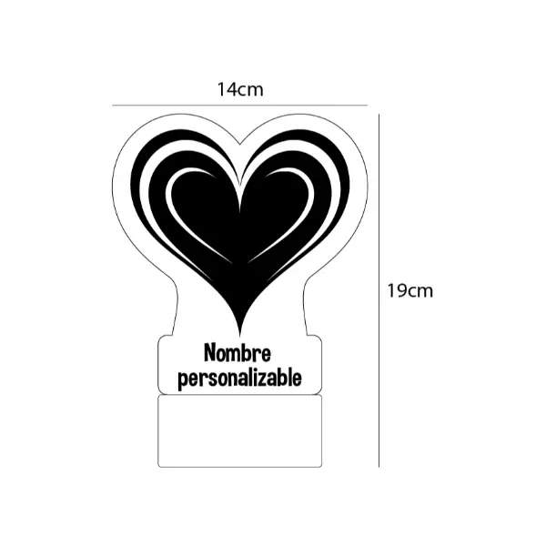 Lampara Base Led De Corazon Personalizable V303 - Image 2