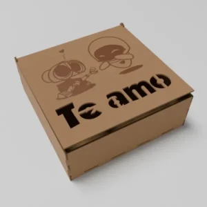 Cofre Caja Mensaje Te Amo, Wall-E y Eva en MDF V323