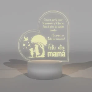 Lampara Base Led Mensaje Con Corazon Madre V333