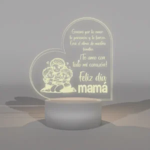 Lampara Base Led Mensaje Con Corazon Madre V334
