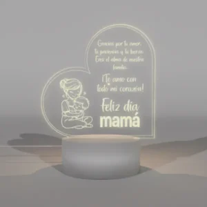 Lampara Base Led Mensaje Con Corazon Madre V335