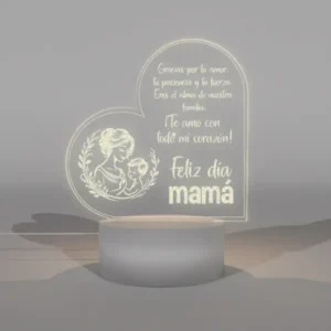 Lampara Base Led Mensaje Con Corazon Madre V337