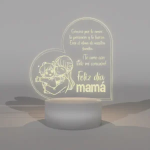 Lampara Base Led Mensaje Con Corazon Madre V338